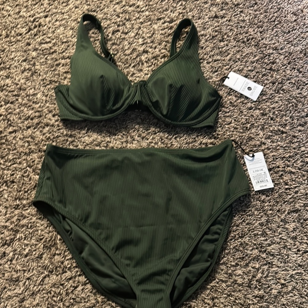 Shade and Shore Olive Green Women's Bikini Set